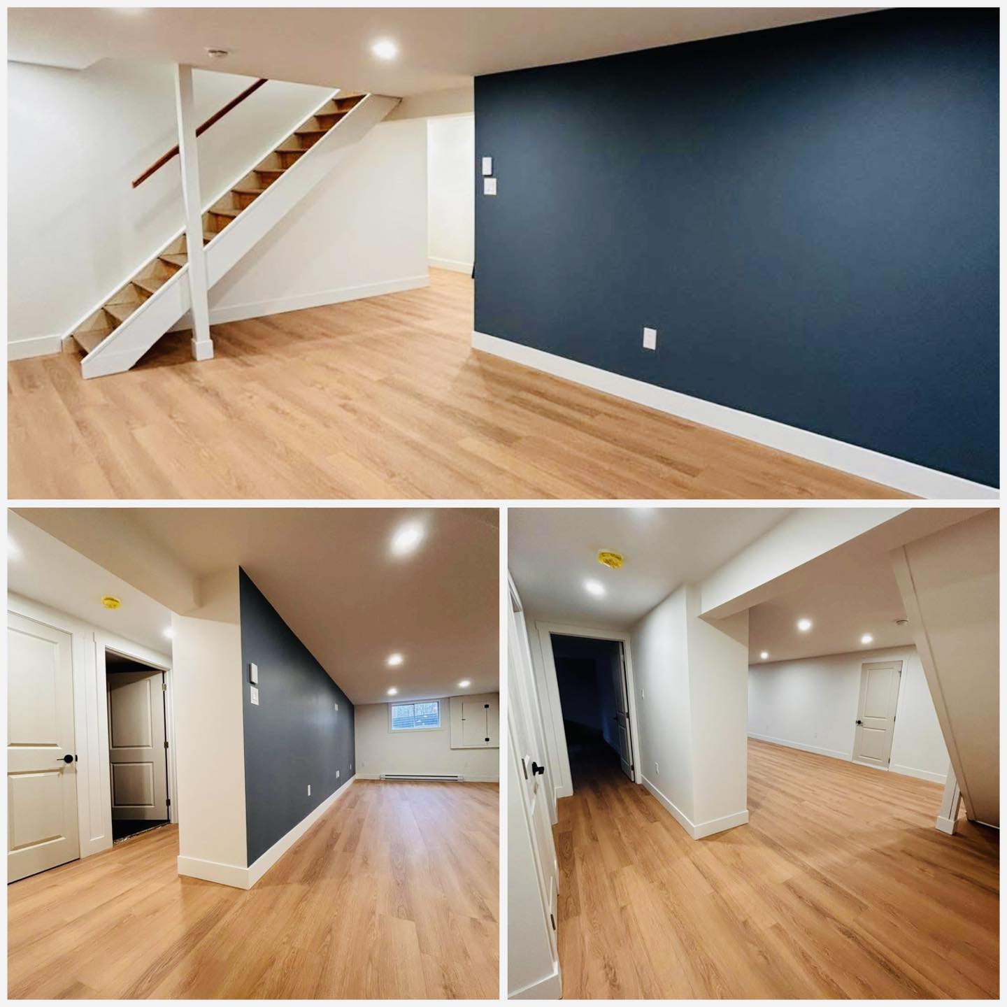 Finished basement renovation creating functional living space